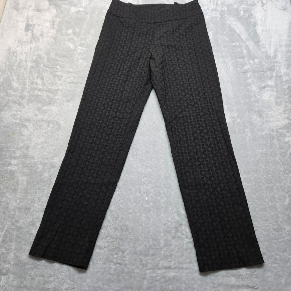 New Direction‎ Womens Size 12 30x30 Black Geometric Petal Textured Dress Pants